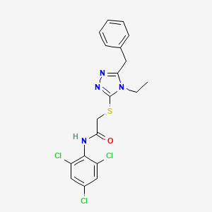 2-[(5-benzyl-4-ethyl-4H-1,2,4-triazol-3-yl)sulfanyl]-N-(2,4,6-trichlorophenyl)acetamide