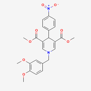 molecular formula C24H24N2O8 B3517104 3,5-DIMETHYL 1-[(3,4-DIMETHOXYPHENYL)METHYL]-4-(4-NITROPHENYL)-1,4-DIHYDROPYRIDINE-3,5-DICARBOXYLATE 