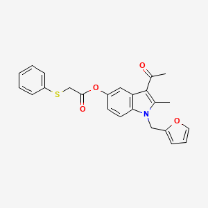 molecular formula C24H21NO4S B3517155 [3-Acetyl-1-(furan-2-ylmethyl)-2-methylindol-5-yl] 2-phenylsulfanylacetate 