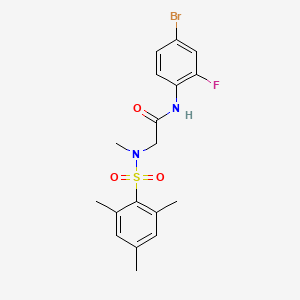 molecular formula C18H20BrFN2O3S B3517164 N-(4-bromo-2-fluorophenyl)-N~2~-methyl-N~2~-[(2,4,6-trimethylphenyl)sulfonyl]glycinamide 