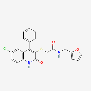 2-[(6-CHLORO-2-OXO-4-PHENYL-1,2-DIHYDROQUINOLIN-3-YL)SULFANYL]-N-[(FURAN-2-YL)METHYL]ACETAMIDE