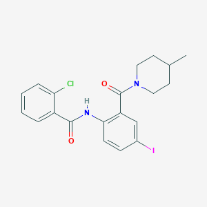 molecular formula C20H20ClIN2O2 B3517195 2-chloro-N-[4-iodo-2-(4-methylpiperidine-1-carbonyl)phenyl]benzamide 