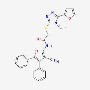 molecular formula C27H21N5O3S B3517232 N-(3-cyano-4,5-diphenyl-2-furyl)-2-{[4-ethyl-5-(2-furyl)-4H-1,2,4-triazol-3-yl]thio}acetamide 