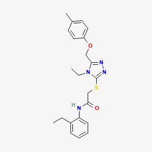 molecular formula C22H26N4O2S B3517318 2-({4-ethyl-5-[(4-methylphenoxy)methyl]-4H-1,2,4-triazol-3-yl}thio)-N-(2-ethylphenyl)acetamide 