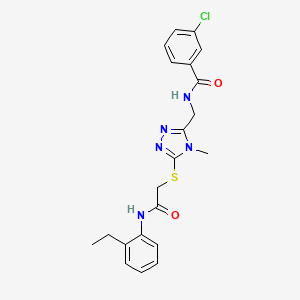 molecular formula C21H22ClN5O2S B3517332 3-chloro-N-{[5-({2-[(2-ethylphenyl)amino]-2-oxoethyl}sulfanyl)-4-methyl-4H-1,2,4-triazol-3-yl]methyl}benzamide 