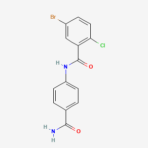 molecular formula C14H10BrClN2O2 B3517418 5-bromo-N-(4-carbamoylphenyl)-2-chlorobenzamide 