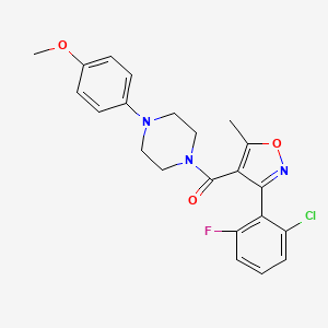 molecular formula C22H21ClFN3O3 B3517491 1-[3-(2-CHLORO-6-FLUOROPHENYL)-5-METHYL-1,2-OXAZOLE-4-CARBONYL]-4-(4-METHOXYPHENYL)PIPERAZINE 