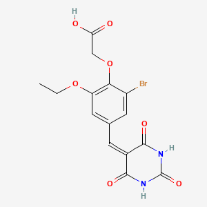 {2-bromo-6-ethoxy-4-[(2,4,6-trioxotetrahydro-5(2H)-pyrimidinylidene)methyl]phenoxy}acetic acid