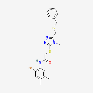 molecular formula C21H23BrN4OS2 B3517571 2-[[5-(benzylsulfanylmethyl)-4-methyl-1,2,4-triazol-3-yl]sulfanyl]-N-(2-bromo-4,5-dimethylphenyl)acetamide 