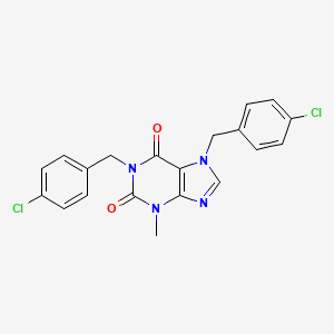 molecular formula C20H16Cl2N4O2 B3517625 1,7-bis(4-chlorobenzyl)-3-methyl-3,7-dihydro-1H-purine-2,6-dione 