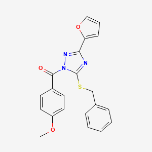 molecular formula C21H17N3O3S B3517695 5-(Benzylsulfanyl)-3-(furan-2-YL)-1-(4-methoxybenzoyl)-1H-1,2,4-triazole 