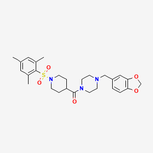 [4-(1,3-Benzodioxol-5-ylmethyl)piperazin-1-yl]-[1-(2,4,6-trimethylphenyl)sulfonylpiperidin-4-yl]methanone