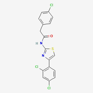 molecular formula C17H11Cl3N2OS B3517821 2-(4-chlorophenyl)-N-[4-(2,4-dichlorophenyl)-1,3-thiazol-2-yl]acetamide 