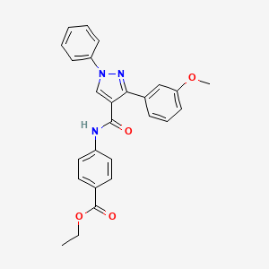 Ethyl 4-[[3-(3-methoxyphenyl)-1-phenylpyrazole-4-carbonyl]amino]benzoate