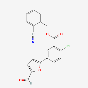 molecular formula C20H12ClNO4 B3517891 2-cyanobenzyl 2-chloro-5-(5-formyl-2-furyl)benzoate 