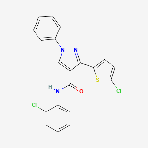 N-(2-chlorophenyl)-3-(5-chlorothiophen-2-yl)-1-phenylpyrazole-4-carboxamide