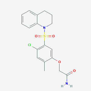 molecular formula C18H19ClN2O4S B3517933 2-[4-chloro-5-(3,4-dihydro-2H-quinolin-1-ylsulfonyl)-2-methylphenoxy]acetamide 