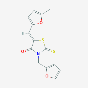 (5Z)-3-(furan-2-ylmethyl)-5-[(5-methylfuran-2-yl)methylidene]-2-thioxo-1,3-thiazolidin-4-one