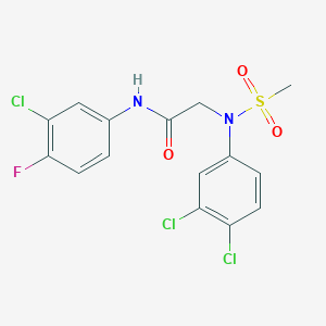 molecular formula C15H12Cl3FN2O3S B3517965 N-(3-chloro-4-fluorophenyl)-2-(3,4-dichloro-N-methylsulfonylanilino)acetamide 