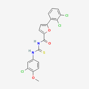 molecular formula C19H13Cl3N2O3S B3518010 N-[(3-chloro-4-methoxyphenyl)carbamothioyl]-5-(2,3-dichlorophenyl)furan-2-carboxamide 