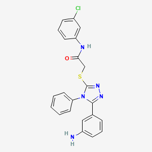 molecular formula C22H18ClN5OS B3518034 2-{[5-(3-aminophenyl)-4-phenyl-4H-1,2,4-triazol-3-yl]sulfanyl}-N-(3-chlorophenyl)acetamide 