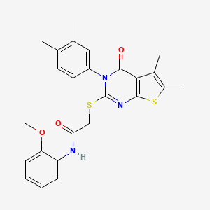 2-{[3-(3,4-dimethylphenyl)-5,6-dimethyl-4-oxo-3,4-dihydrothieno[2,3-d]pyrimidin-2-yl]thio}-N-(2-methoxyphenyl)acetamide