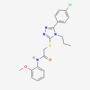 molecular formula C20H21ClN4O2S B3518066 2-{[5-(4-chlorophenyl)-4-propyl-4H-1,2,4-triazol-3-yl]thio}-N-(2-methoxyphenyl)acetamide 