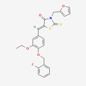 molecular formula C24H20FNO4S2 B3518069 5-{3-ethoxy-4-[(2-fluorobenzyl)oxy]benzylidene}-3-(2-furylmethyl)-2-thioxo-1,3-thiazolidin-4-one 