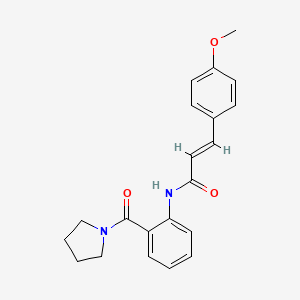 molecular formula C21H22N2O3 B3518082 3-(4-methoxyphenyl)-N-[2-(1-pyrrolidinylcarbonyl)phenyl]acrylamide 