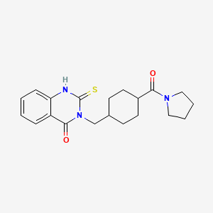 molecular formula C20H25N3O2S B3518098 3-{[4-(1-pyrrolidinylcarbonyl)cyclohexyl]methyl}-2-thioxo-2,3-dihydro-4(1H)-quinazolinone 