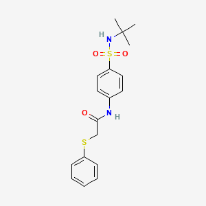 molecular formula C18H22N2O3S2 B3518118 N-[4-(tert-butylsulfamoyl)phenyl]-2-(phenylsulfanyl)acetamide 