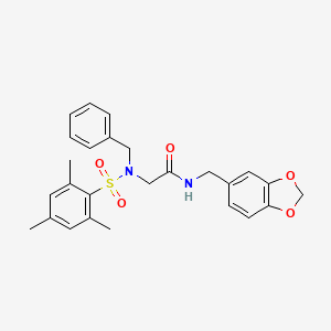 N~1~-(1,3-benzodioxol-5-ylmethyl)-N~2~-benzyl-N~2~-(mesitylsulfonyl)glycinamide