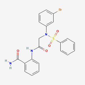 molecular formula C21H18BrN3O4S B3518171 2-{[N-(3-bromophenyl)-N-(phenylsulfonyl)glycyl]amino}benzamide 