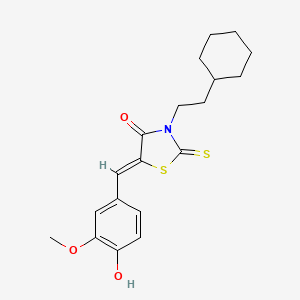 molecular formula C19H23NO3S2 B3518172 3-(2-cyclohexylethyl)-5-(4-hydroxy-3-methoxybenzylidene)-2-thioxo-1,3-thiazolidin-4-one 