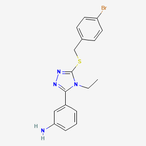 molecular formula C17H17BrN4S B3518179 3-{5-[(4-bromobenzyl)sulfanyl]-4-ethyl-4H-1,2,4-triazol-3-yl}aniline 