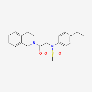 molecular formula C20H24N2O3S B3518181 N-[2-(3,4-dihydro-1H-isoquinolin-2-yl)-2-oxoethyl]-N-(4-ethylphenyl)methanesulfonamide 