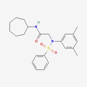 molecular formula C23H30N2O3S B3518185 N~1~-cycloheptyl-N~2~-(3,5-dimethylphenyl)-N~2~-(phenylsulfonyl)glycinamide 