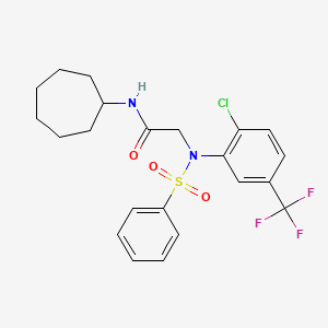 molecular formula C22H24ClF3N2O3S B3518209 N~2~-[2-chloro-5-(trifluoromethyl)phenyl]-N~1~-cycloheptyl-N~2~-(phenylsulfonyl)glycinamide 