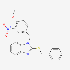 molecular formula C22H19N3O3S B3518213 2-(benzylthio)-1-(4-methoxy-3-nitrobenzyl)-1H-benzimidazole 