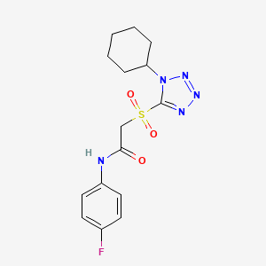 molecular formula C15H18FN5O3S B3518230 2-[(1-cyclohexyl-1H-tetrazol-5-yl)sulfonyl]-N-(4-fluorophenyl)acetamide 