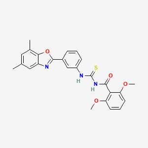 molecular formula C25H23N3O4S B3518246 N-({[3-(5,7-dimethyl-1,3-benzoxazol-2-yl)phenyl]amino}carbonothioyl)-2,6-dimethoxybenzamide 