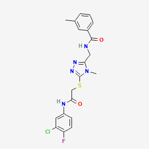 N-{[5-({2-[(3-chloro-4-fluorophenyl)amino]-2-oxoethyl}sulfanyl)-4-methyl-4H-1,2,4-triazol-3-yl]methyl}-3-methylbenzamide