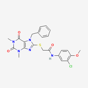 2-[(7-benzyl-1,3-dimethyl-2,6-dioxo-2,3,6,7-tetrahydro-1H-purin-8-yl)thio]-N-(3-chloro-4-methoxyphenyl)acetamide