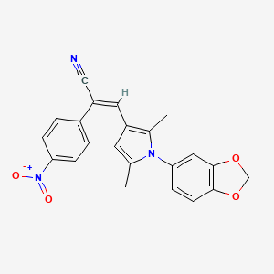 molecular formula C22H17N3O4 B3518356 (2E)-3-[1-(1,3-benzodioxol-5-yl)-2,5-dimethyl-1H-pyrrol-3-yl]-2-(4-nitrophenyl)prop-2-enenitrile 