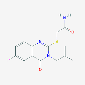 molecular formula C14H14IN3O2S B3518376 2-{[6-iodo-3-(2-methyl-2-propen-1-yl)-4-oxo-3,4-dihydro-2-quinazolinyl]thio}acetamide 