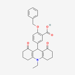 molecular formula C29H29NO5 B3518383 5-(10-ethyl-1,8-dioxo-3,4,5,6,7,9-hexahydro-2H-acridin-9-yl)-2-phenylmethoxybenzoic acid 