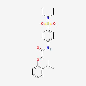 molecular formula C21H28N2O4S B3518419 N-{4-[(diethylamino)sulfonyl]phenyl}-2-(2-isopropylphenoxy)acetamide 