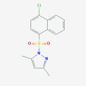 molecular formula C15H13ClN2O2S B351843 1-[(4-chloronaphthalen-1-yl)sulfonyl]-3,5-dimethyl-1H-pyrazole CAS No. 398996-59-3