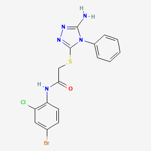 molecular formula C16H13BrClN5OS B3518494 2-[(5-amino-4-phenyl-4H-1,2,4-triazol-3-yl)sulfanyl]-N-(4-bromo-2-chlorophenyl)acetamide 