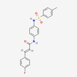 molecular formula C22H19FN2O3S B3518544 3-(4-fluorophenyl)-N-(4-{[(4-methylphenyl)sulfonyl]amino}phenyl)acrylamide 